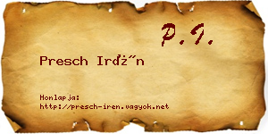 Presch Irén névjegykártya